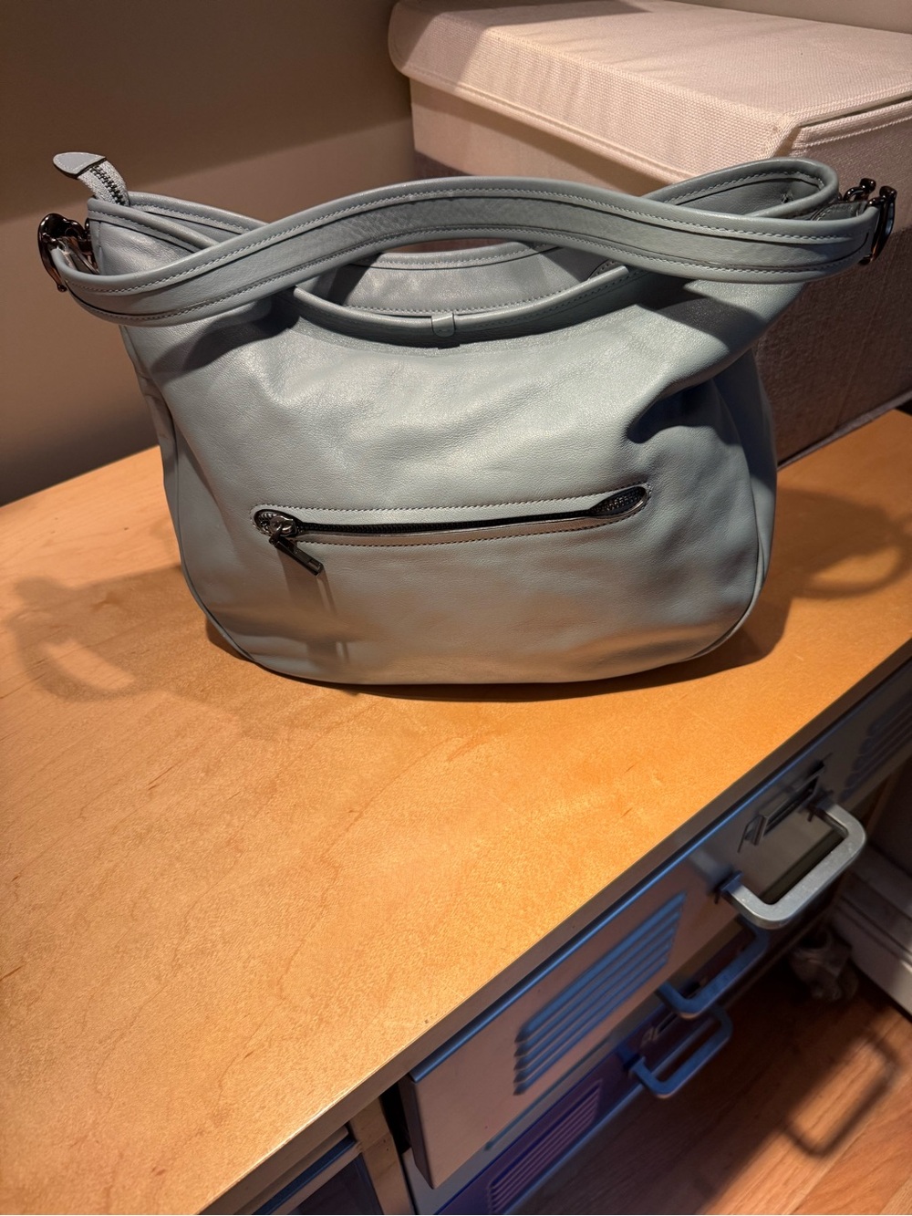 Coach Pale Blue Leather Hobo Shoulder Bag